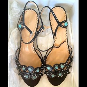Charlotte Olympia (RARE) Size 6/6.5 US 38 EU Turquoise Tatanko Pole Sandal Heels